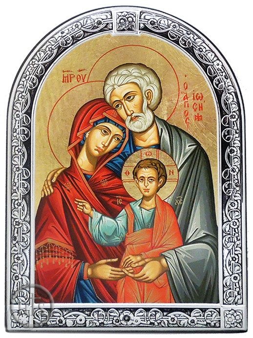 HolyTrinityStore Picture - The Holy Family, Greek Orthodox Serigraph Framed Icon