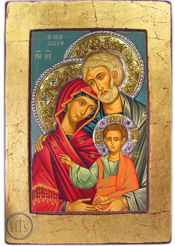 Picture - The Holy Family, Serigraph Icon with Crystals and Silver Elements 