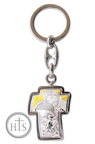 Pic - The Holy Family, Laminated Silver / Gold Plated Key Chain