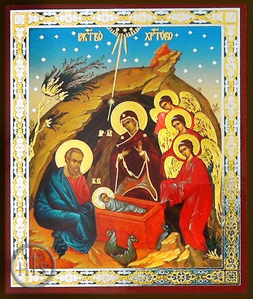 Product Image - The Nativity  with Adoration of Angels, Orthodox Mini Icon