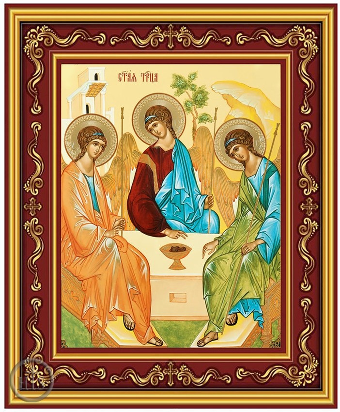 HolyTrinityStore Image - The Holy Trinity, Gold Foil Orthodox Icon in Frame 