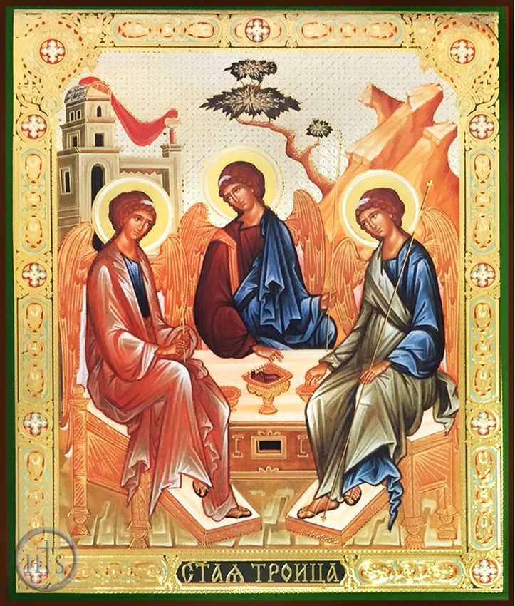 Picture - The Holy Trinity (Old Testament Trinity) , Gold / Silver Foiled Orthodox Icon