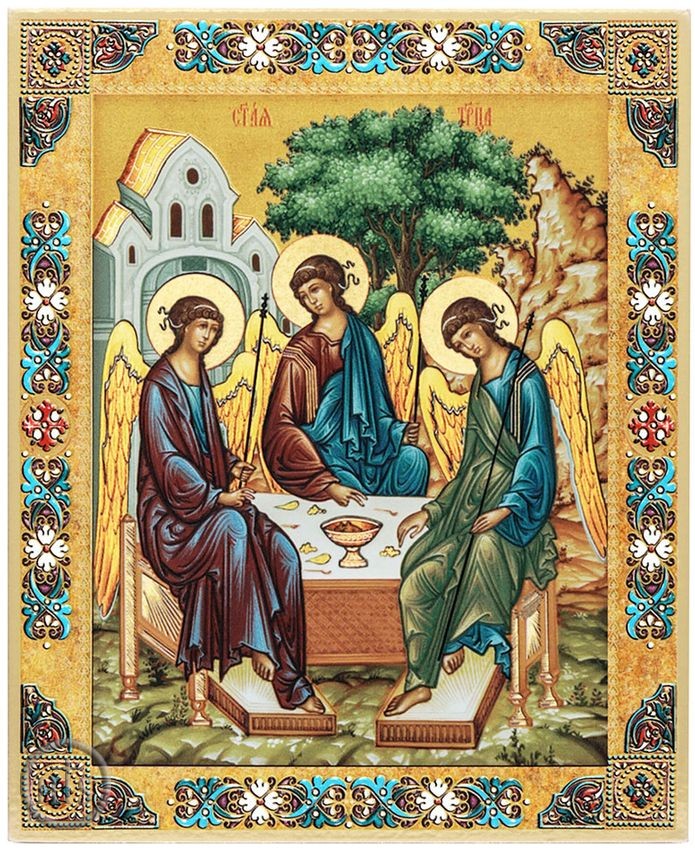 Product Picture - The Holy Trinity, Gold Foil Wooden Orthodox Mini Icon