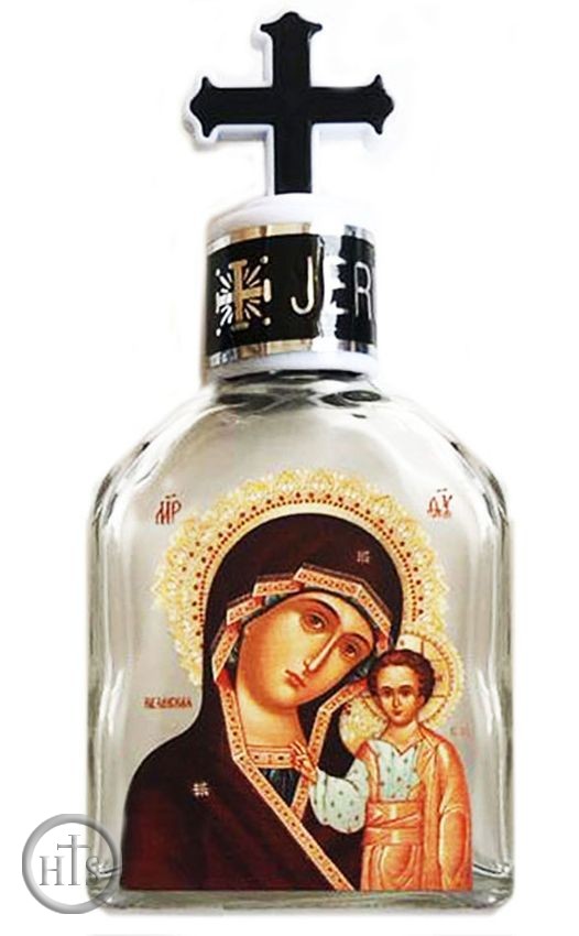 Image - Holy Water Bottle Glass, Virgin of Kazan icon, Small