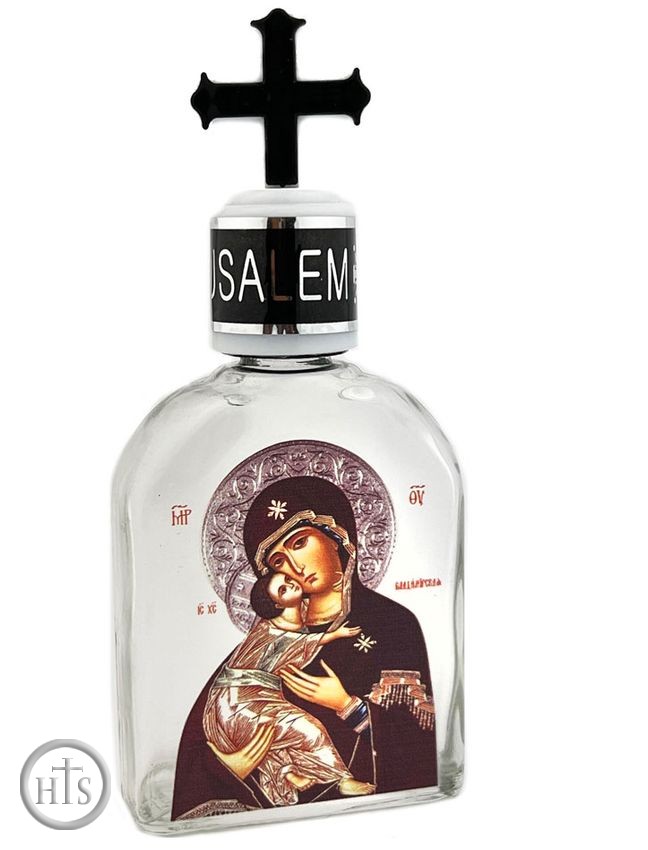 Product Pic - Holy Water Bottle Glass, Virgin of Vladimir, Small