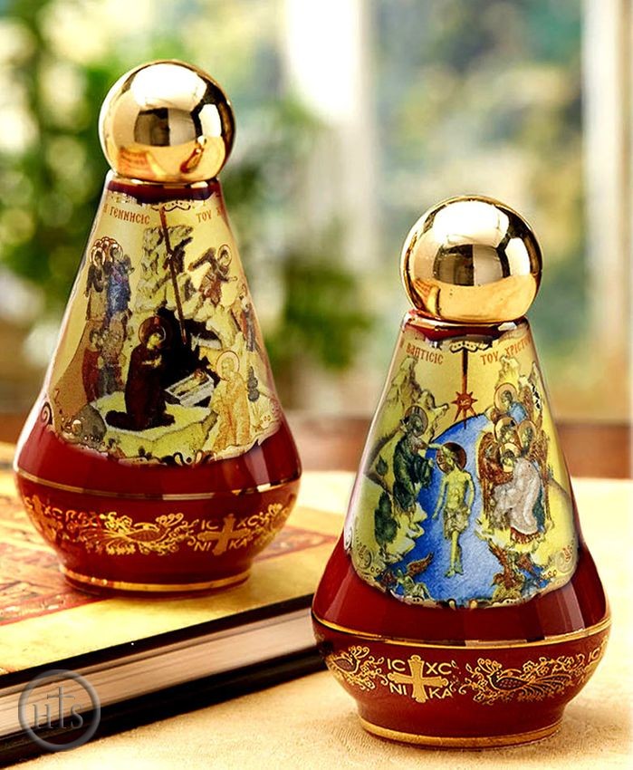 Product Photo - Holy Water Ceramic Container, Burgundy
