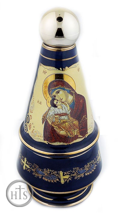 Pic - Holy Water & Incense Ceramic Bottle with Incense, Dark Blue