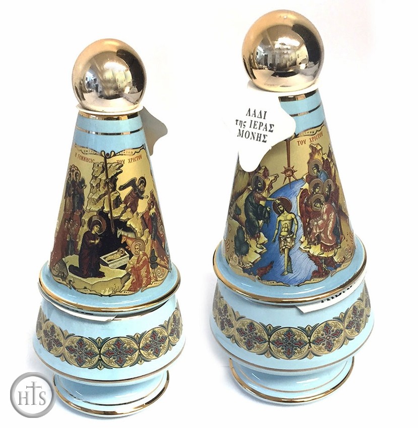 Pic - Holy Water & Incense Ceramic Bottle with Incense, Turquoise 