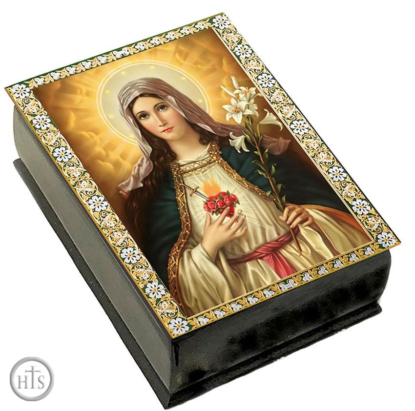Product Photo - Virgin Mary Immaculate Heart, Keepsake Rosary Icon Box