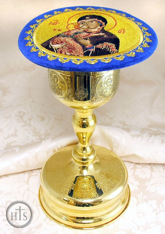 HolyTrinityStore Photo - Chalice Cover  Disc with Image of Virgin of Vladimir 