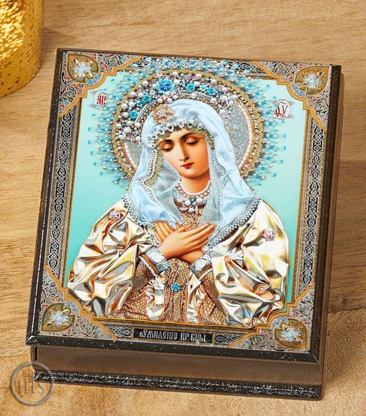 HolyTrinityStore Image - Virgin Mary the Extreme Humility,  Decoupage Keepsake Wooden Box