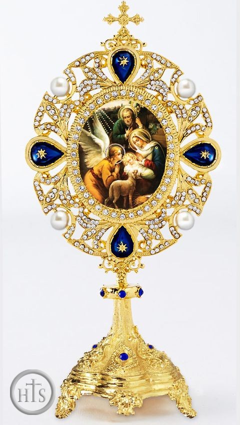 Pic - Nativity of Christ, Icon in Pearl Jeweled Shrine - Monstrance Style