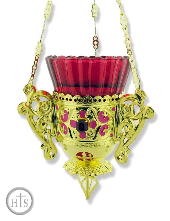 Image - Hanging Lamp Decorated With Enameling & Red Stones