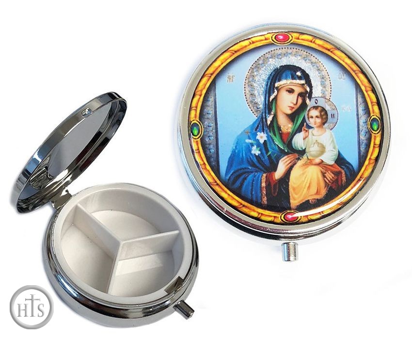 Product Pic - Pill Box  with Icon Virgin Mary Eternal Bloom (Virgin Mary of Flowers)