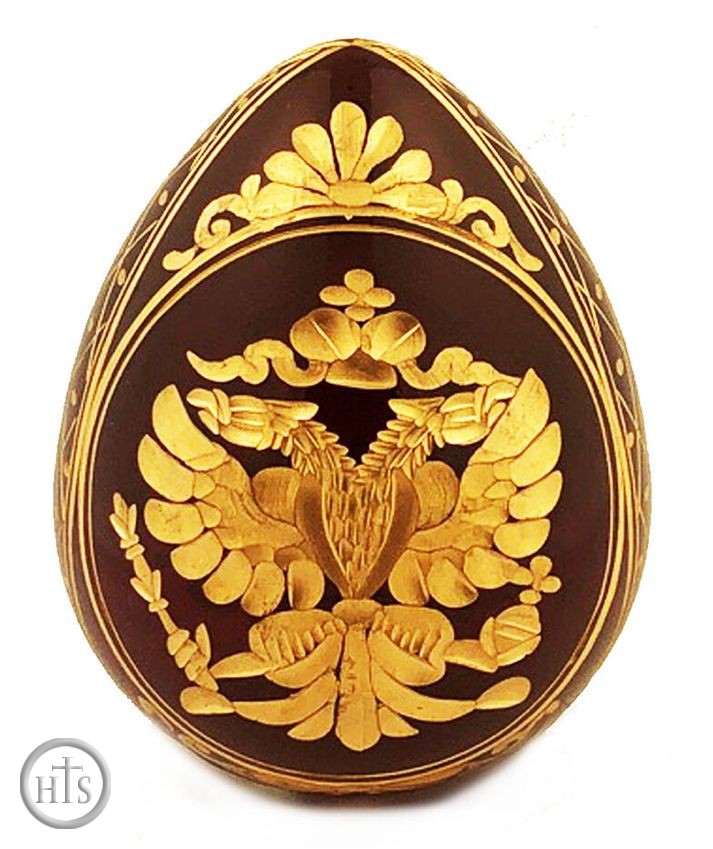 Photo - Imperial Crystal Egg with Double Headed Eagle, Burgundy