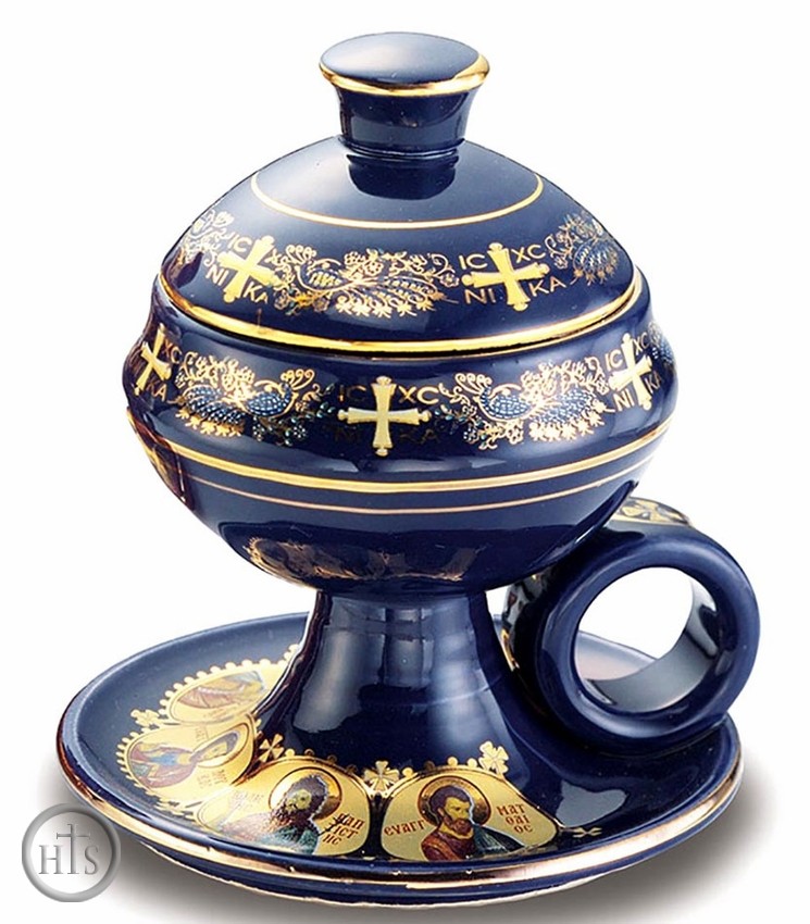 Product Image - Ceramic Incense Burner with Top, Blue