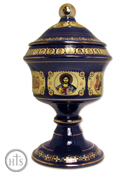 HolyTrinity Pic - Incense Container  with Lid, Dark Blue, Large