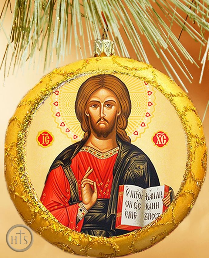 Product Pic - Christ The Teacher, Round Christmas Ornament, Yellow