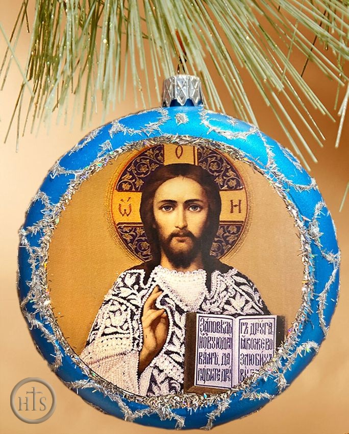 Product Image - Christ The Teacher, Round Christmas Ornament, Blue