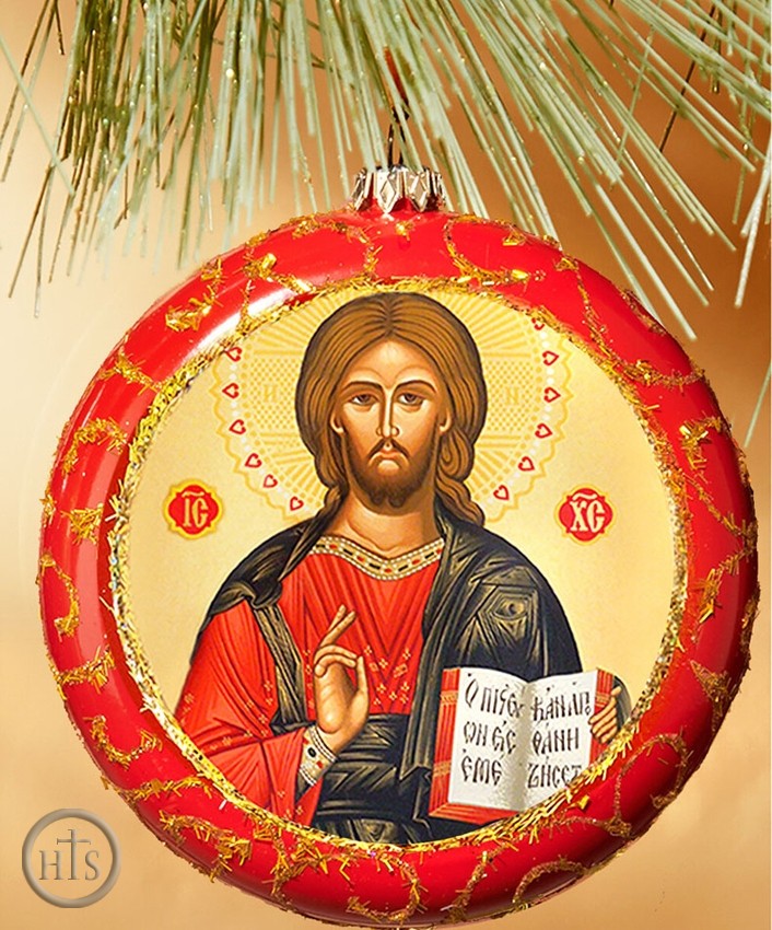 HolyTrinityStore Photo - Christ The Teacher, Round Christmas Ornament, Red