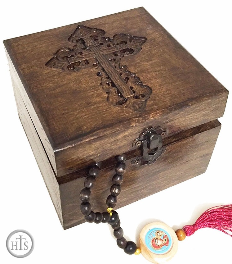 Product Pic - Wooden  Box with  Cross, Hand Carved, 5