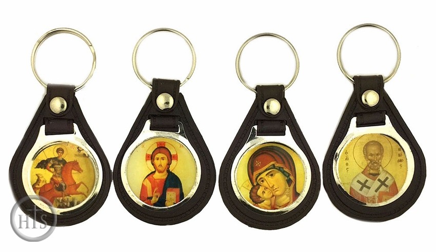 Image - Key Chain with Icon, Set of 4 Pcs, Imitated Leather.