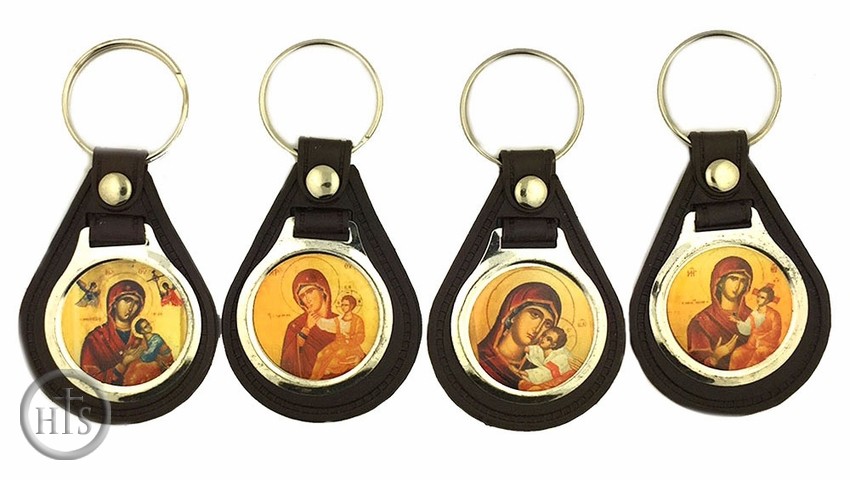 Picture - Key Chain with Icon, Set of 4 Pcs, Imitated Leather.