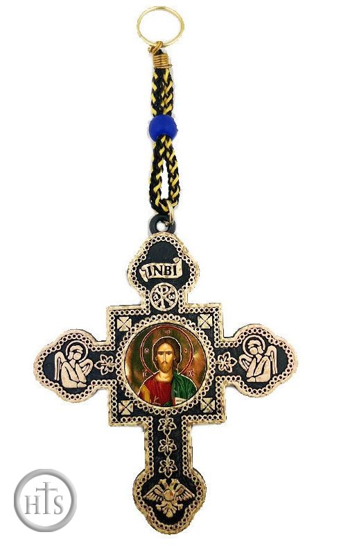 Photo - 2 Sided Reversible Cross Key Chain with Icons of Christ and Virgin Mary