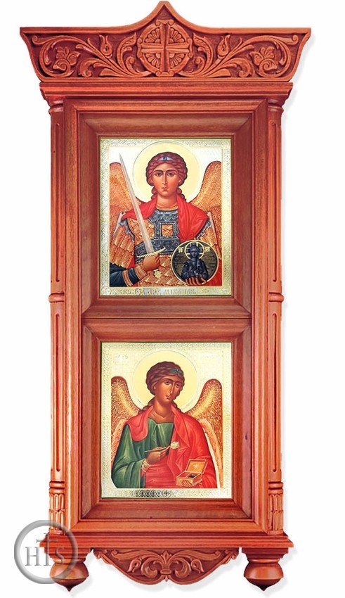 Pic - Wooden Shrine with Icons of Archangels Michael and Raphael