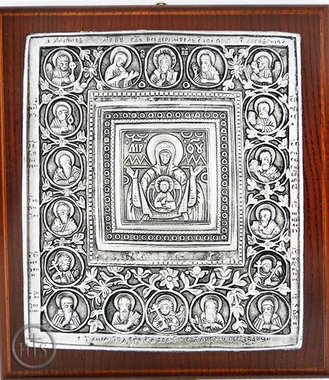 Product Image - Virgin of Kursk Root, Russian Silver Plated Icon on Oak Wood