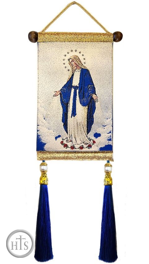 Picture - Our Lady of Grace, Hanging Tapestry Icon Banner With Tassels
