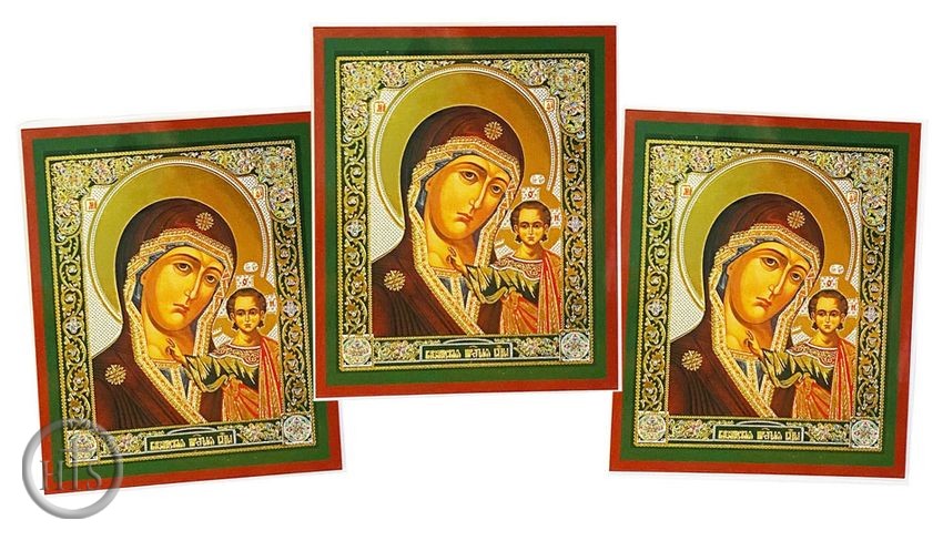 HolyTrinity Pic - Virgin of Kazan, Set of 3 Laminated Icon Cards 