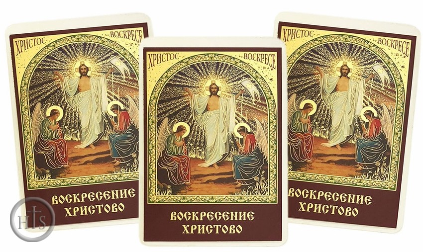 Product Pic - Resurrection of Christ, Set of 3 Laminated Icon Cards 