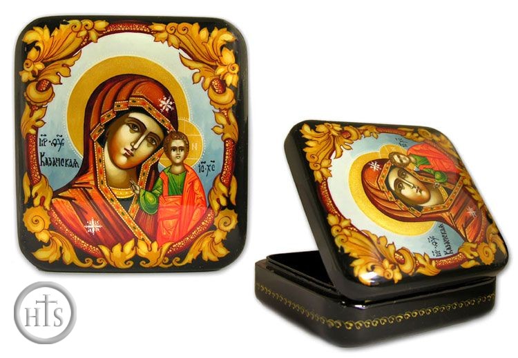 HolyTrinityStore Photo - Virgin of Kazan, Hand Painted Lacquered Box