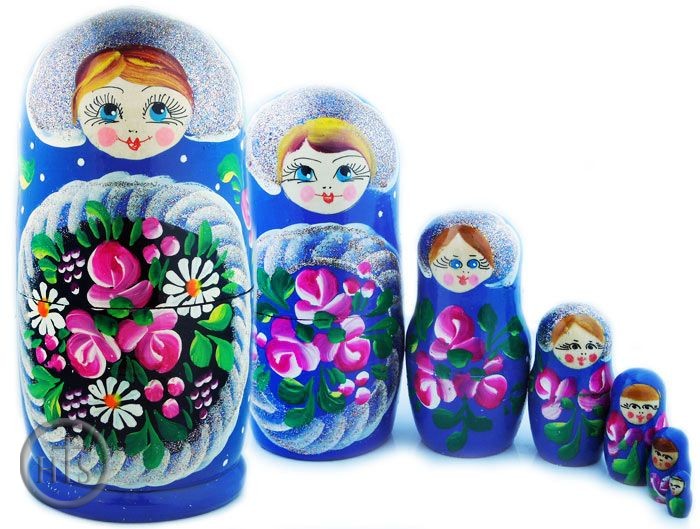 Product Picture - Large Matreshka 7 Nesting Doll, Hand Painted, 