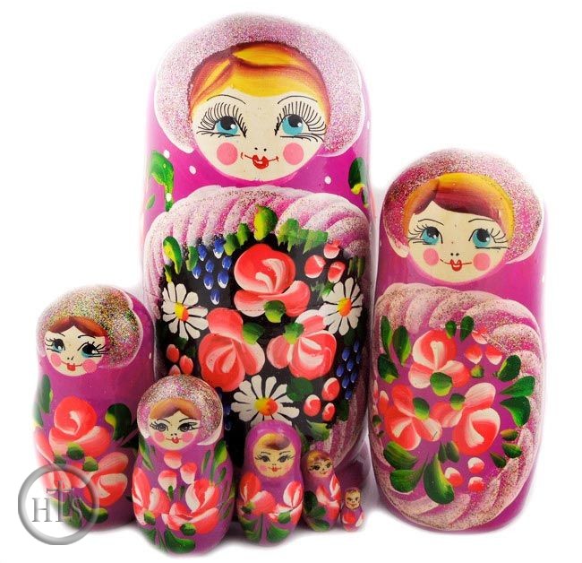 Image - Large Matreshka 7 Nesting Doll, Hand Painted, 
