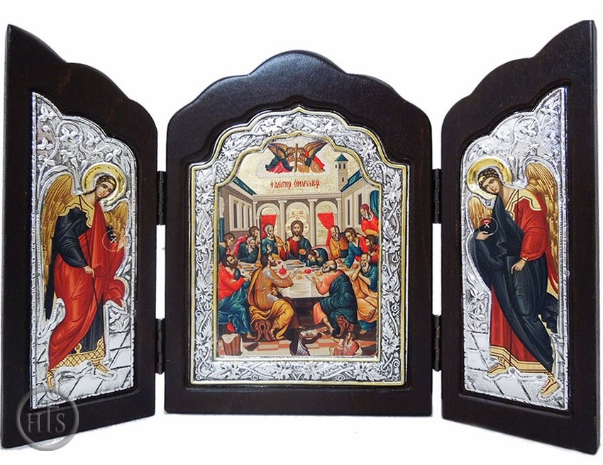 HolyTrinityStore Photo - The Last Supper, Wooden Serigraph Orthodox Triptych 