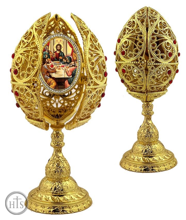 HolyTrinityStore Picture - The Last (Mystical) Supper,  Filigree Style Icon Egg, 6