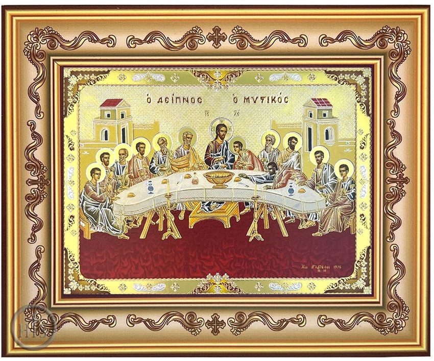 HolyTrinityStore Picture - Mystical (Last) Supper, Byzantine Orthodox Icon in Frame 