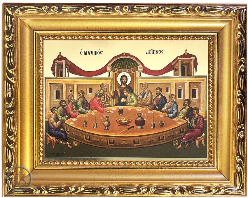 Picture - Mystical (Last) Supper, Byzantine Orthodox Icon in Frame 