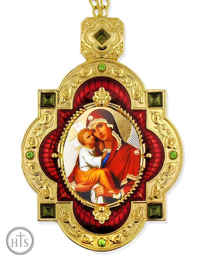 HolyTrinityStore Photo - Madonna and Child, Jeweled  Icon Pendant with Chain