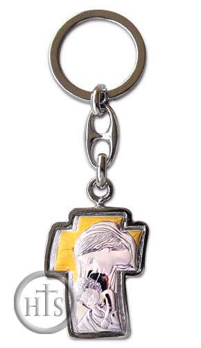 Picture - Madonna & Child, Laminated Silver / Gold Plated Key Chain