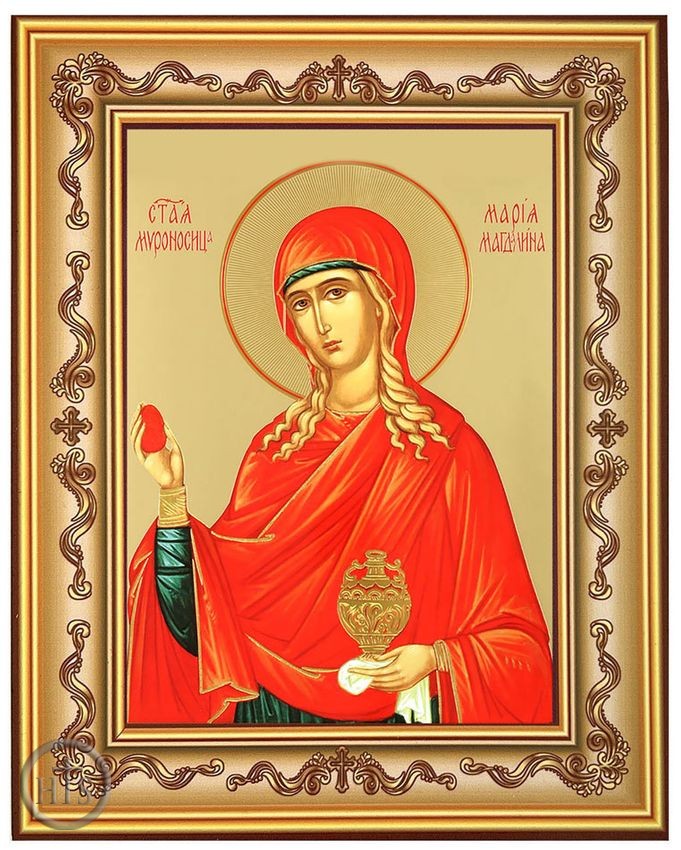 HolyTrinityStore Image - Saint Mary Magdalene, Orthodox Framed Icon with Stand