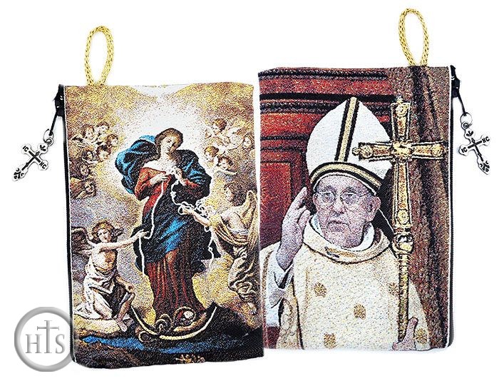 HolyTrinityStore Picture - Virgin Mary Undoer of Knots and Pope Francis, Rosary Icon Pouch Case