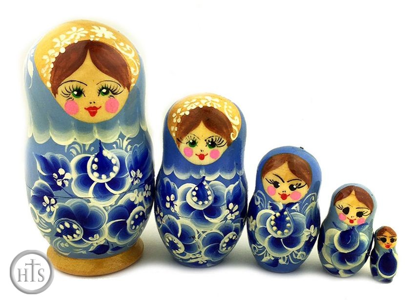 Pic - Matreshka 5 Nesting Doll, Hand Painted, 
