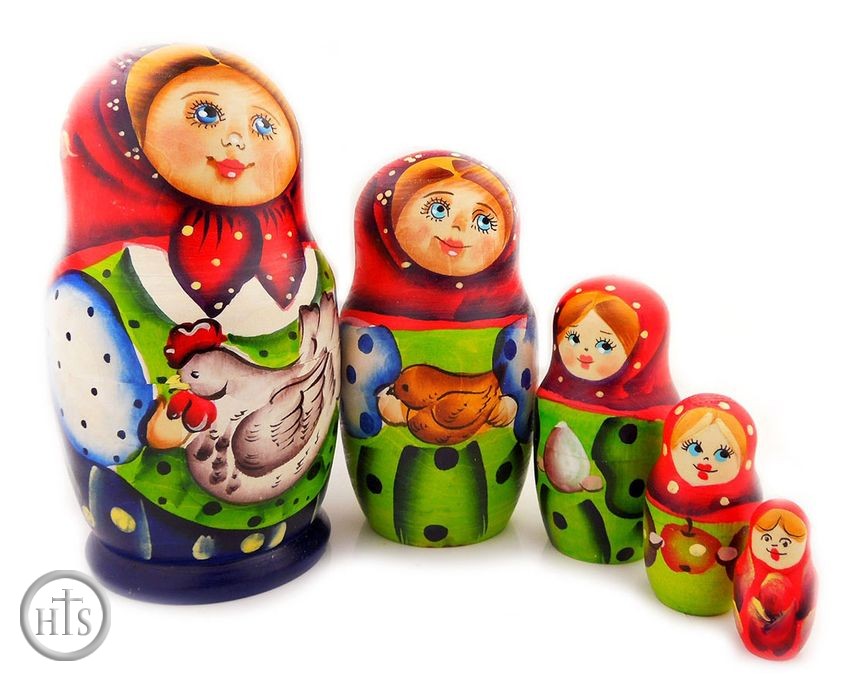 HolyTrinityStore Image - Matreshka 5 Nesting Doll With Assorted Scenes