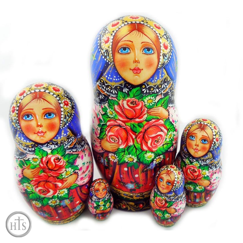 Product Picture - Matreshka 5 Nesting Doll, Hand Painted, High Quality, Assorted