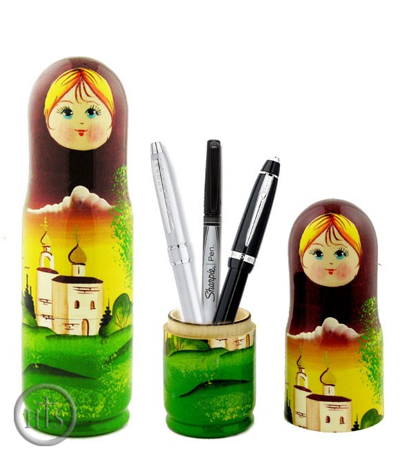 Image - Matreshka  Pen Holder & Case, Brown/Green