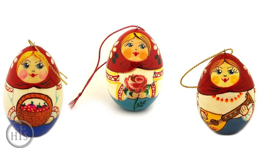 Image - Matreshka, Wooden  Christmas Ornaments, Set of 3