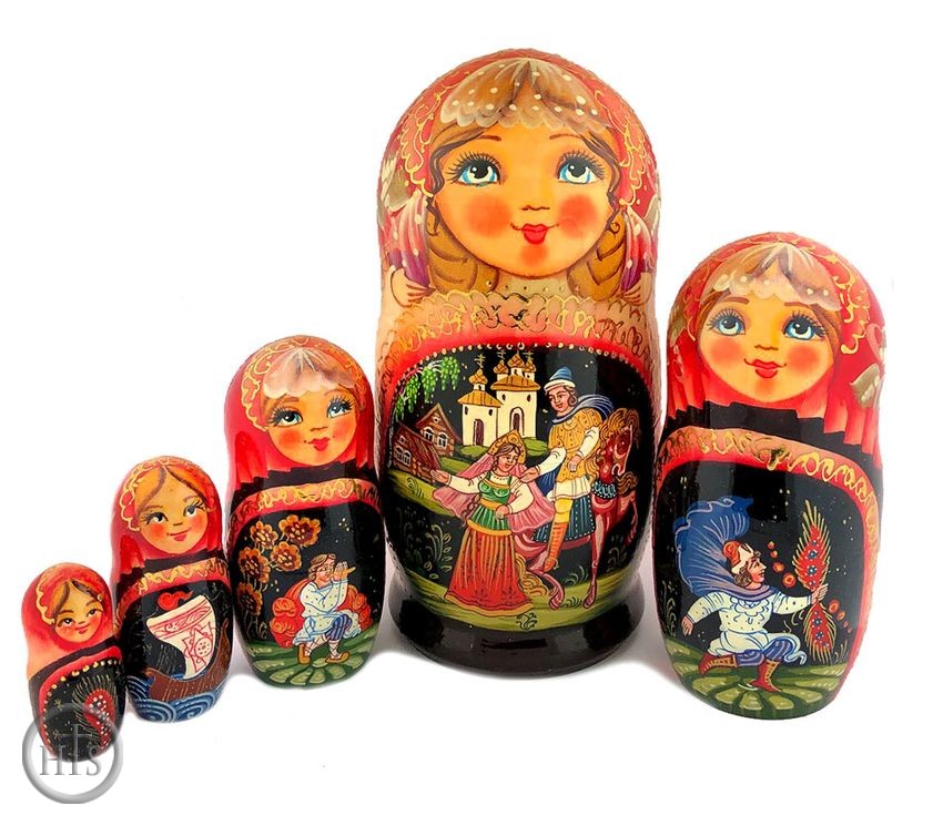 HolyTrinityStore Picture - Matreshka 5 Nesting Collectible Doll, Fairy Tales, 7